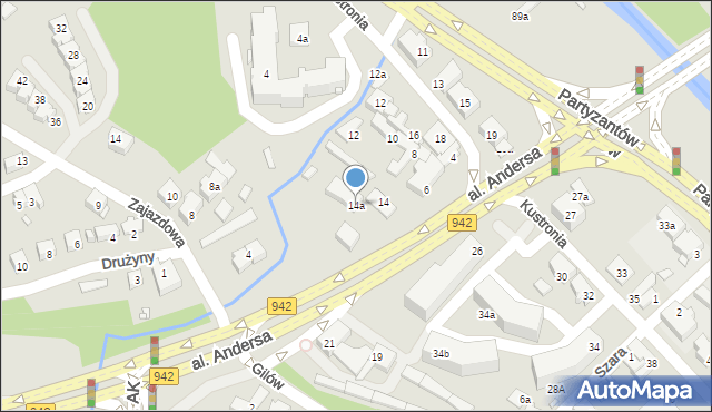 Bielsko-Biała, Aleja Andersa Władysława, gen., 14a, mapa Bielsko-Białej