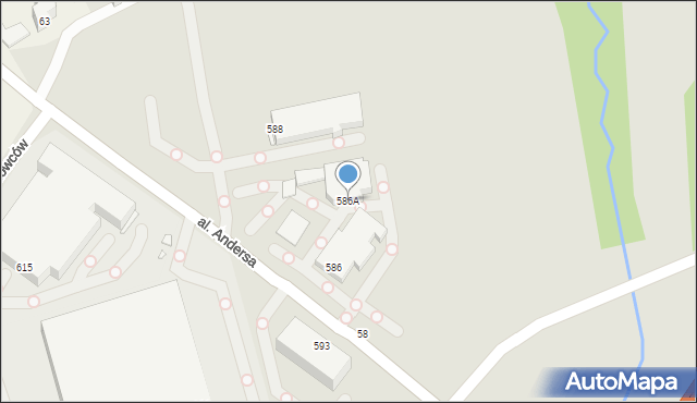 Bielsko-Biała, Aleja Andersa Władysława, gen., 586A, mapa Bielsko-Białej