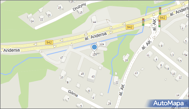 Bielsko-Biała, Aleja Armii Krajowej, 12b, mapa Bielsko-Białej