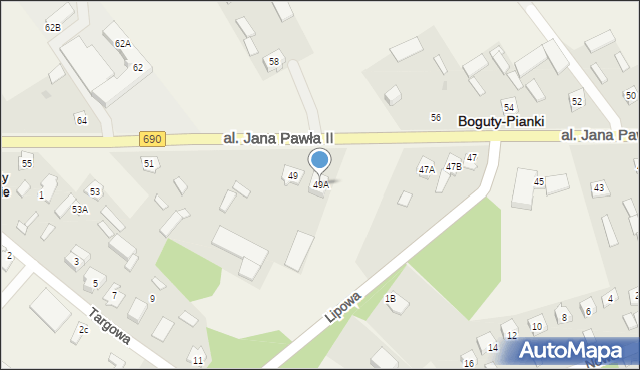 Boguty-Pianki, Aleja Papieża Jana Pawła II, 49A, mapa Boguty-Pianki