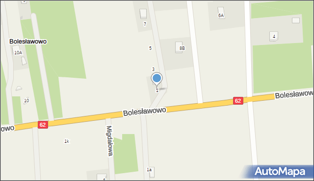 Bolesławowo, Aleja Dębów, 1, mapa Bolesławowo