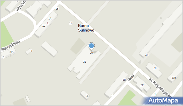 Borne Sulinowo, Aleja Niepodległości, 19, mapa Borne Sulinowo