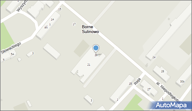 Borne Sulinowo, Aleja Niepodległości, 19, mapa Borne Sulinowo