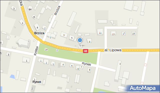 Brzóza, Aleja Lipowa, 7, mapa Brzóza