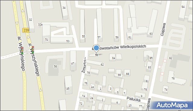 Bydgoszcz, Aleja Powstańców Wielkopolskich, 58, mapa Bydgoszczy
