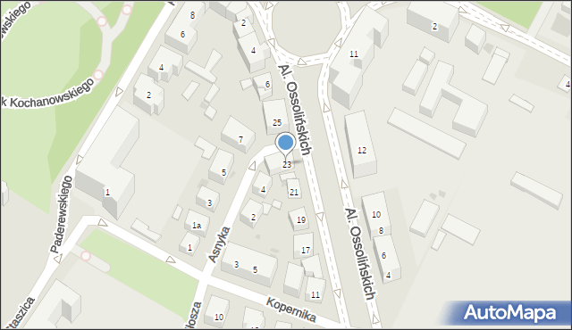 Bydgoszcz, Aleje Ossolińskich, 23, mapa Bydgoszczy