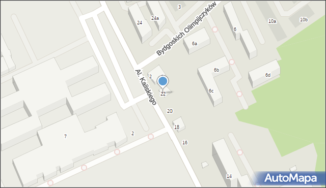 Bydgoszcz, Aleje Kaliskiego Sylwestra, prof., 22, mapa Bydgoszczy