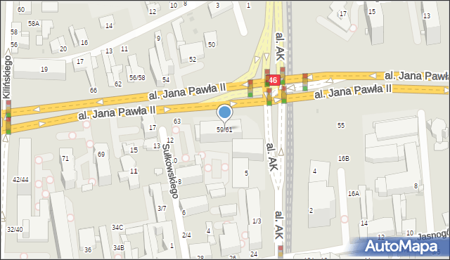 Częstochowa, Aleja Jana Pawła II, 59/61, mapa Częstochowy