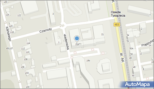 Częstochowa, Aleja Armii Krajowej, 21p, mapa Częstochowy
