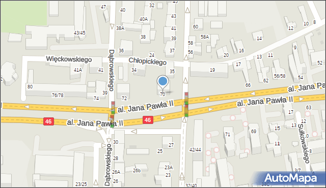 Częstochowa, Aleja Jana Pawła II, 70, mapa Częstochowy