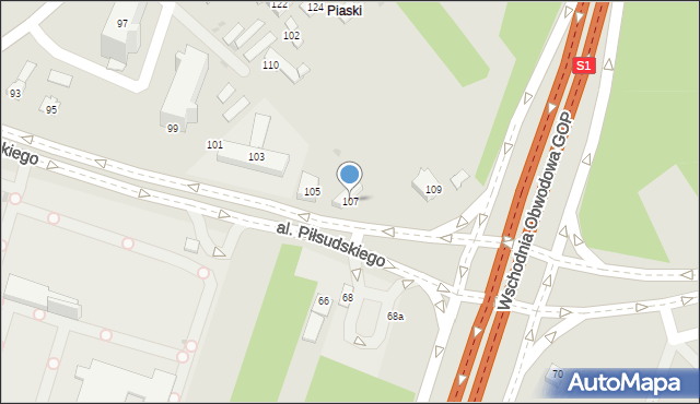 Dąbrowa Górnicza, Aleja Piłsudskiego Józefa, marsz., 107, mapa Dąbrowa Górnicza