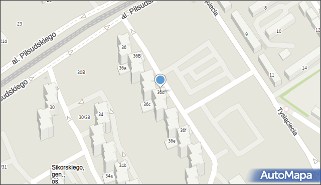 Dąbrowa Górnicza, Aleja Piłsudskiego Józefa, marsz., 36d, mapa Dąbrowa Górnicza