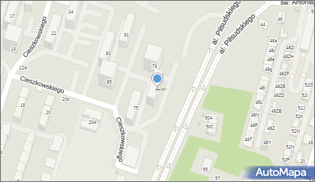 Dąbrowa Górnicza, Aleja Piłsudskiego Józefa, marsz., 77, mapa Dąbrowa Górnicza