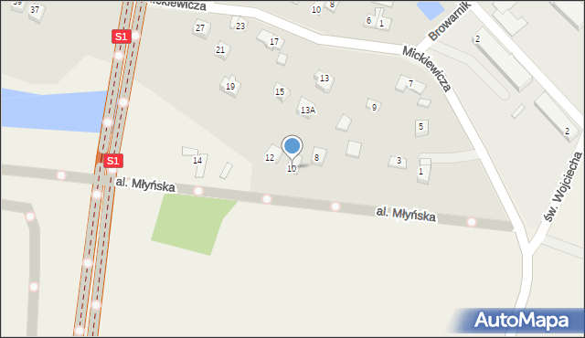 Dankowice, Aleja Młyńska, 10, mapa Dankowice