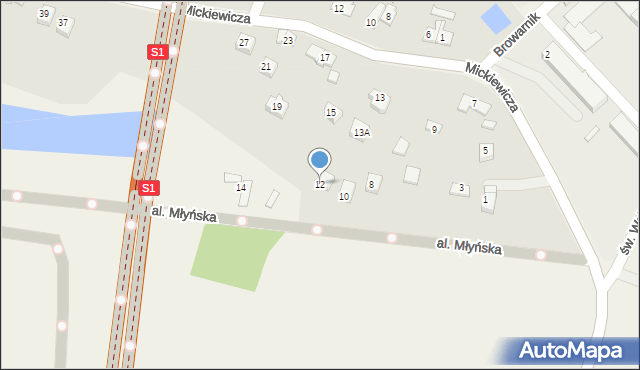 Dankowice, Aleja Młyńska, 12, mapa Dankowice