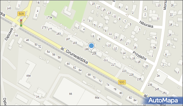 Elbląg, Aleja Grunwaldzka, 203, mapa Elbląga