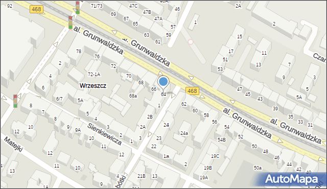 Gdańsk, Aleja Grunwaldzka, 64, mapa Gdańska