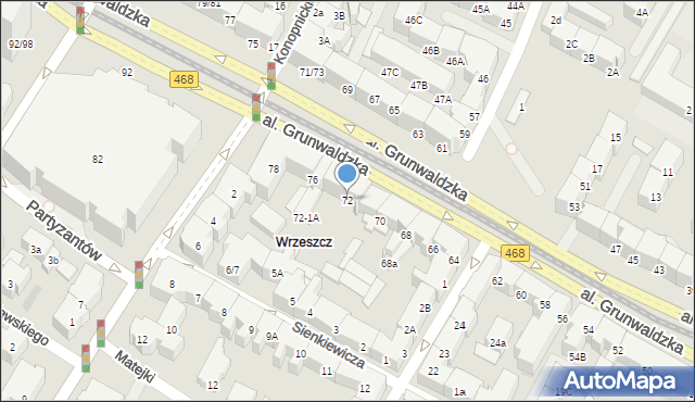 Gdańsk, Aleja Grunwaldzka, 72, mapa Gdańska