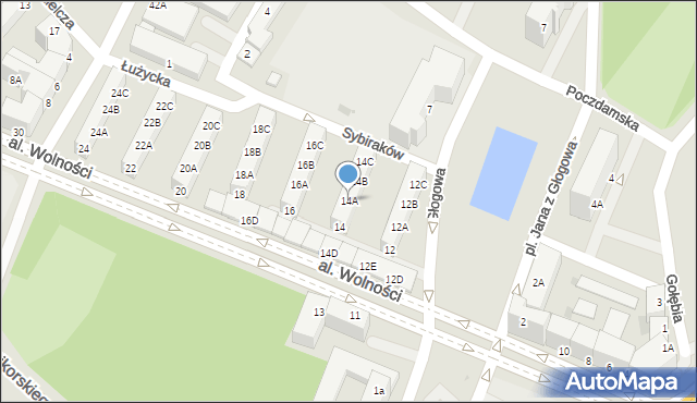 Głogów, Aleja Wolności, 14A, mapa Głogów