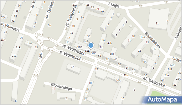Głogów, Aleja Wolności, 52D, mapa Głogów