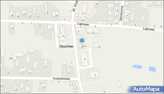 Głuchów, Aleja Klonowa, 6, mapa Głuchów