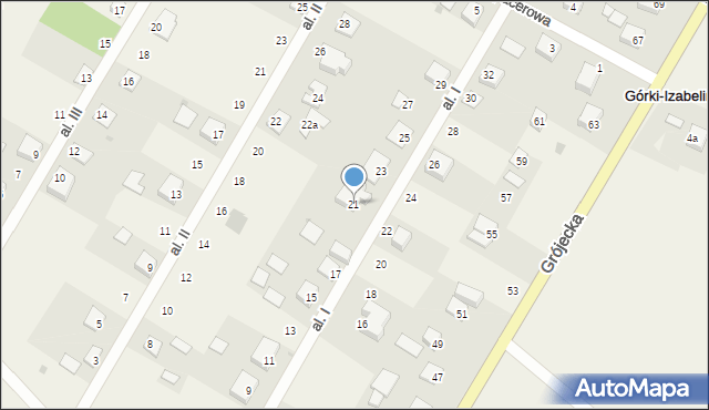 Górki-Izabelin, Aleja I, 21, mapa Górki-Izabelin