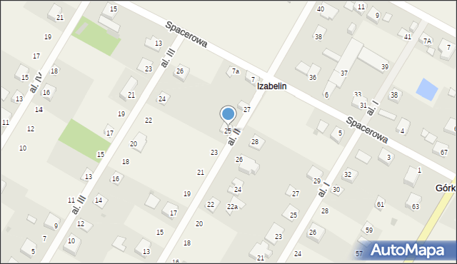 Górki-Izabelin, Aleja II, 25, mapa Górki-Izabelin