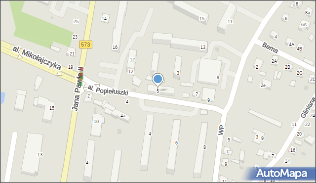 Gostynin, Aleja Popiełuszki Jerzego, bł. ks., 5, mapa Gostynin