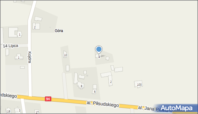 Gwizdaj, Aleja Piłsudskiego Józefa, marsz., 4, mapa Gwizdaj