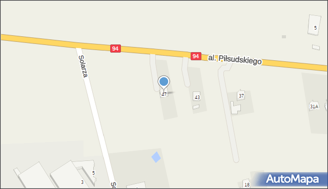 Gwizdaj, Aleja Piłsudskiego Józefa, marsz., 47, mapa Gwizdaj