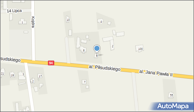 Gwizdaj, Aleja Piłsudskiego Józefa, marsz., 6, mapa Gwizdaj