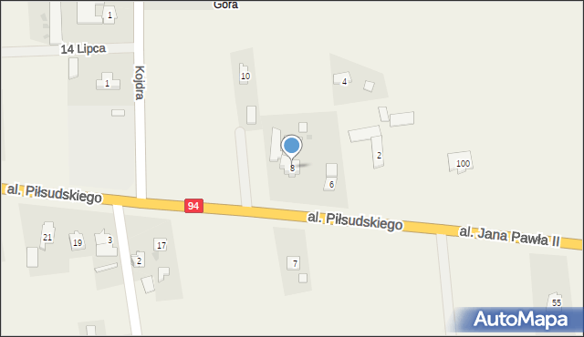 Gwizdaj, Aleja Piłsudskiego Józefa, marsz., 8, mapa Gwizdaj