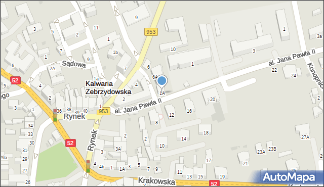 Kalwaria Zebrzydowska, Aleja Jana Pawła II, 1A, mapa Kalwaria Zebrzydowska