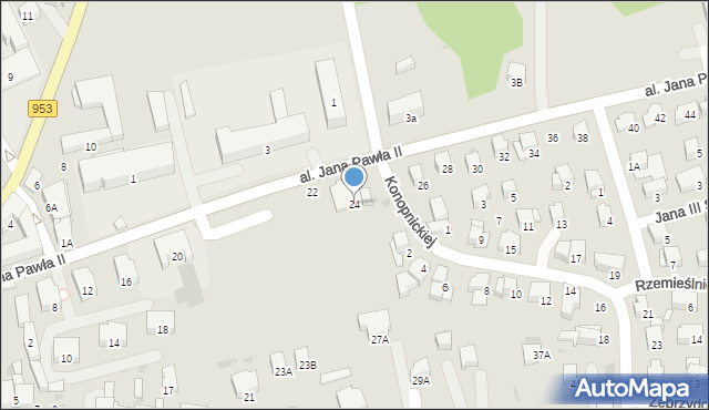 Kalwaria Zebrzydowska, Aleja Jana Pawła II, 24, mapa Kalwaria Zebrzydowska