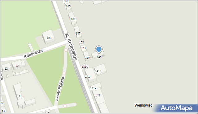 Katowice, Aleja Korfantego Wojciecha, 145, mapa Katowic