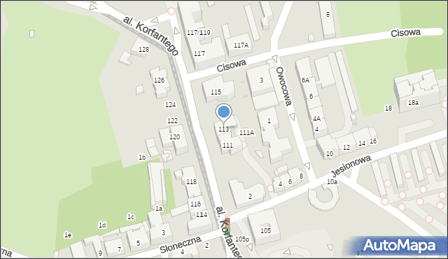 Katowice, Aleja Korfantego Wojciecha, 113, mapa Katowic