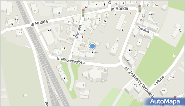 Katowice, Aleja Niepodległości, 5, mapa Katowic