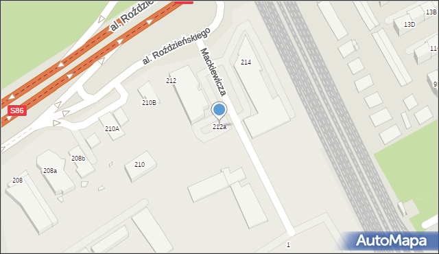 Katowice, Aleja Roździeńskiego Walentego, 212a, mapa Katowic