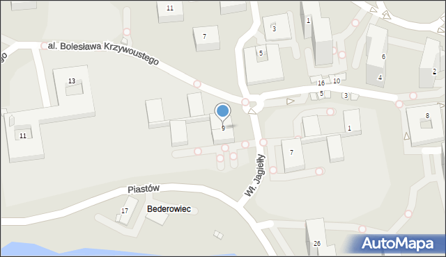Katowice, Aleja Bolesława Krzywoustego, 9, mapa Katowic