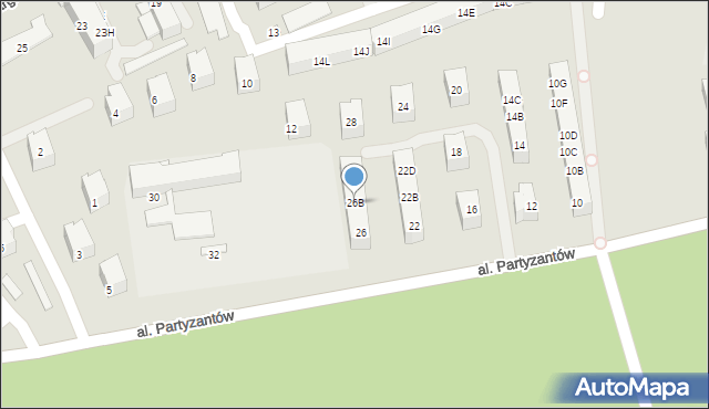 Kędzierzyn-Koźle, Aleja Partyzantów, 26B, mapa Kędzierzyna-Koźle