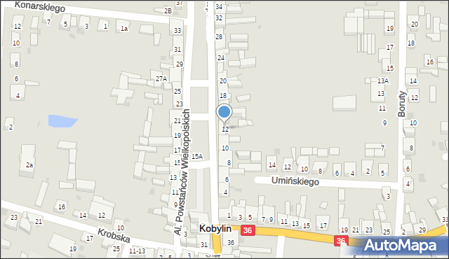 Kobylin, Aleje Powstańców Wielkopolskich, 12, mapa Kobylin