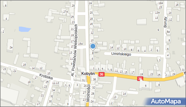 Kobylin, Aleje Powstańców Wielkopolskich, 6, mapa Kobylin