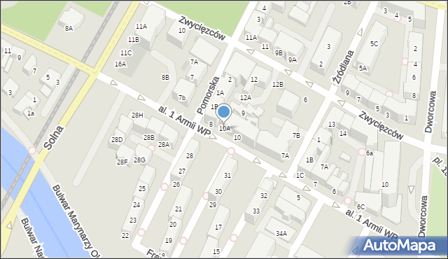 Kołobrzeg, Aleja 1 Armii Wojska Polskiego, 10A, mapa Kołobrzegu