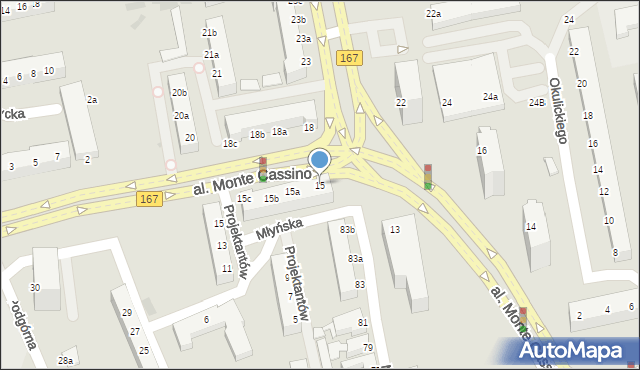 Koszalin, Aleja Monte Cassino, 15, mapa Koszalina