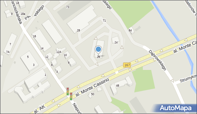 Koszalin, Aleja Monte Cassino, 26, mapa Koszalina