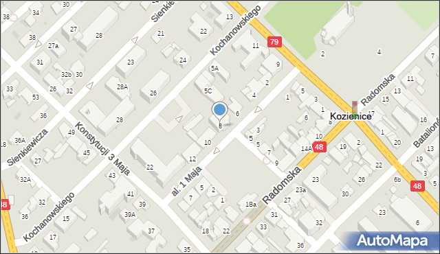 Kozienice, Aleja 1 Maja, 8, mapa Kozienice