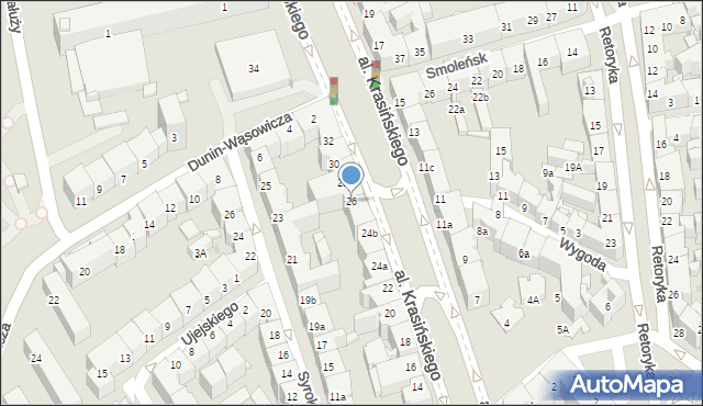 Kraków, Aleja Krasińskiego Zygmunta, 26, mapa Krakowa