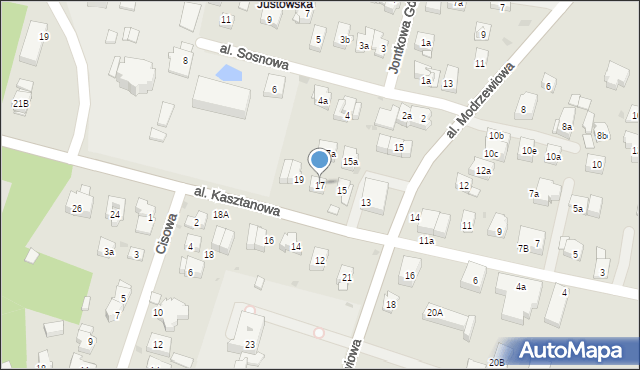 Kraków, Aleja Kasztanowa, 17, mapa Krakowa