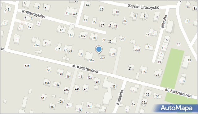 Kraków, Aleja Kasztanowa, 29d, mapa Krakowa