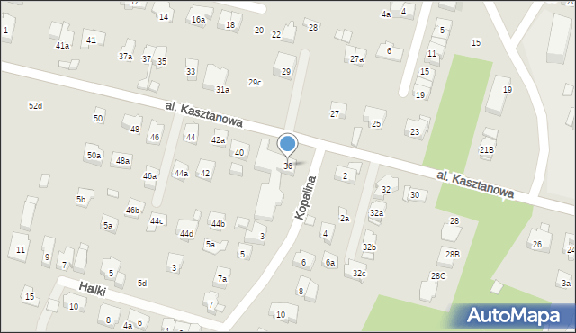 Kraków, Aleja Kasztanowa, 36, mapa Krakowa